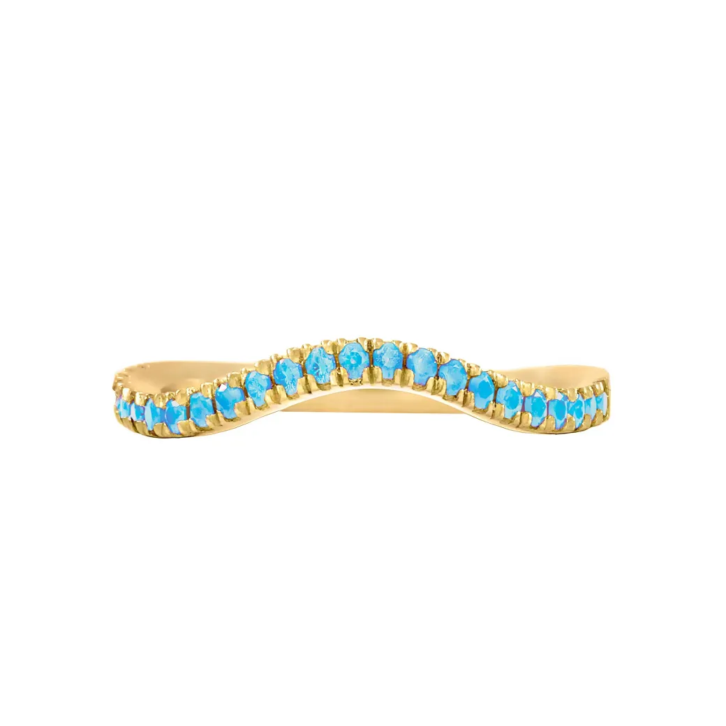 Sandy Leong Aquamarine Wave Stack Ring New