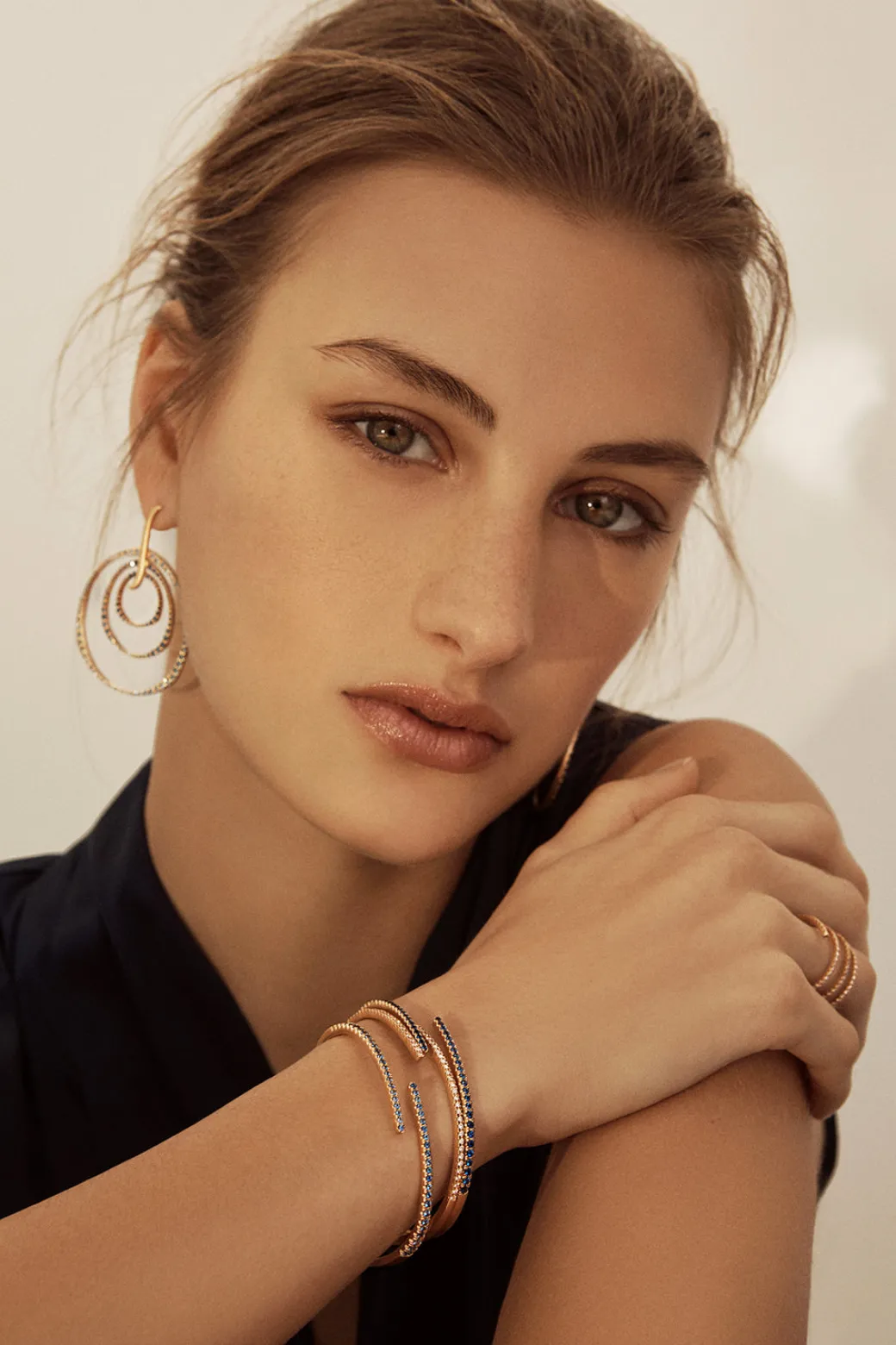 Sandy Leong Blue Sapphire Hinge Bangles - Pale Blue, Dusty Blue and Deep Blue Flash Sale