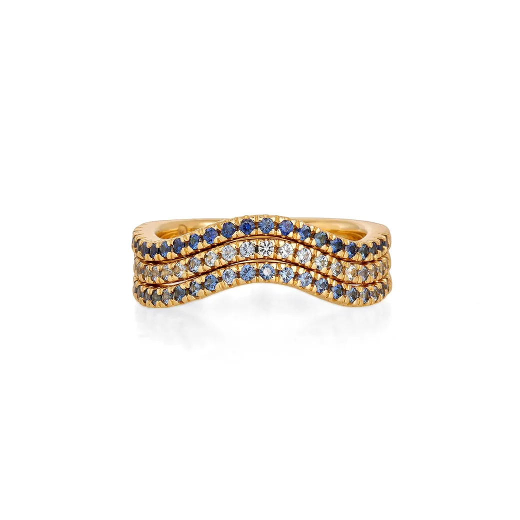 Sandy Leong Blue Sapphire Wave Stack Rings Online