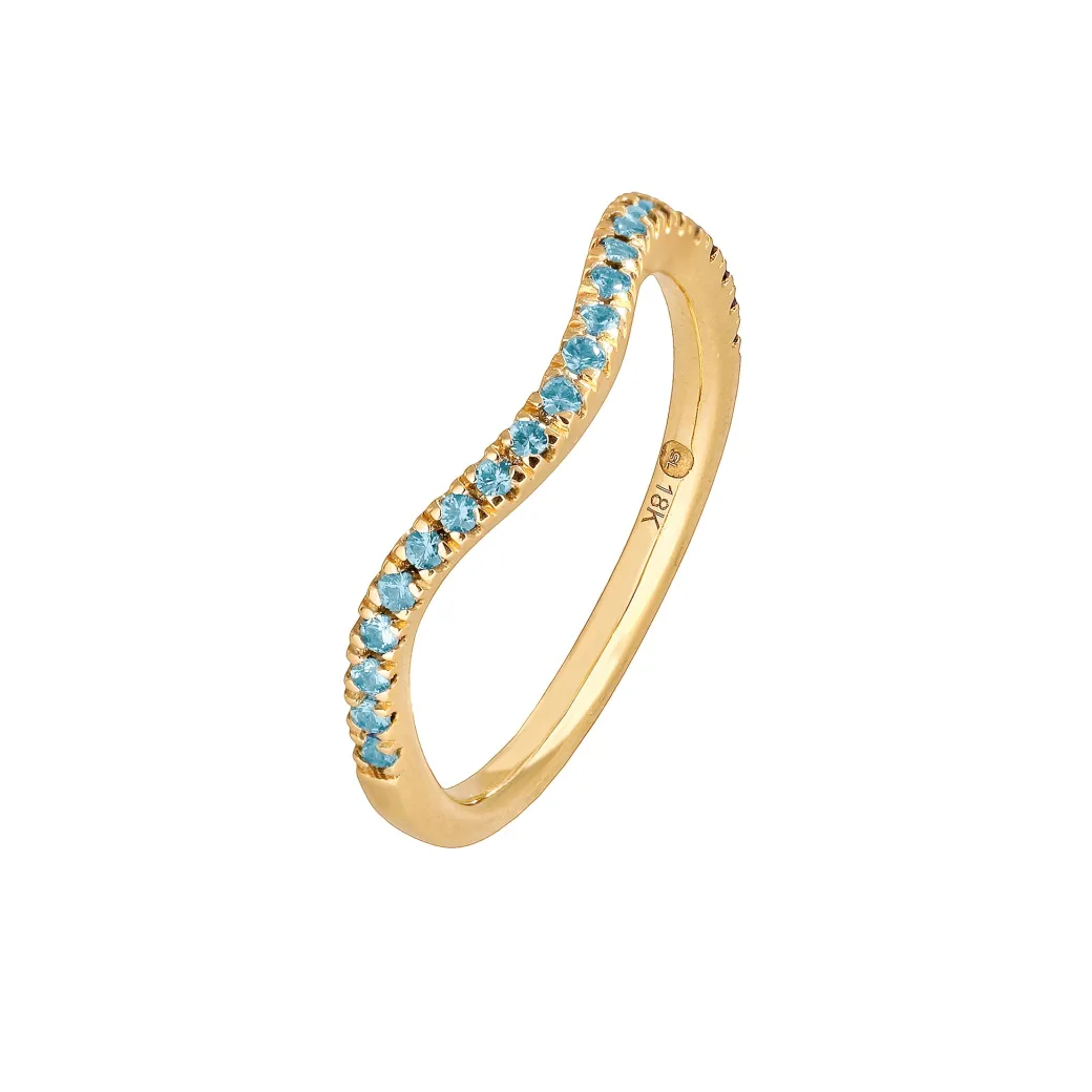 Sandy Leong Blue Topaz Wave Stack Ring New