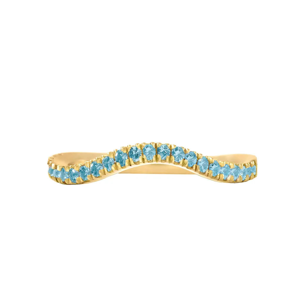 Sandy Leong Blue Topaz Wave Stack Ring New