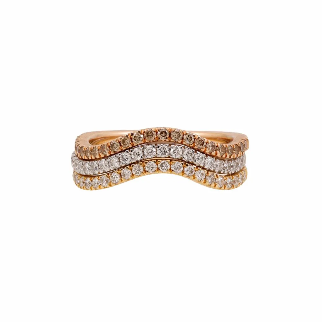 Sandy Leong Diamond Wave Stack Rings New