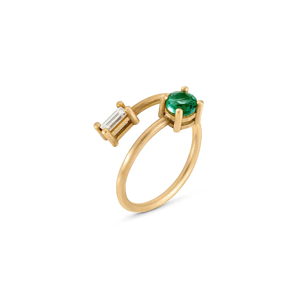 Sandy Leong Emerald and Diamond Twist Ring Sale