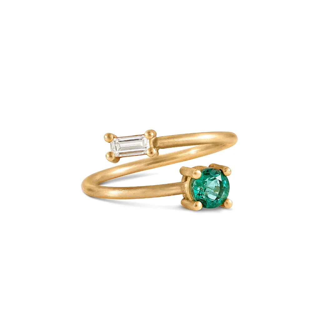 Sandy Leong Emerald and Diamond Twist Ring Sale