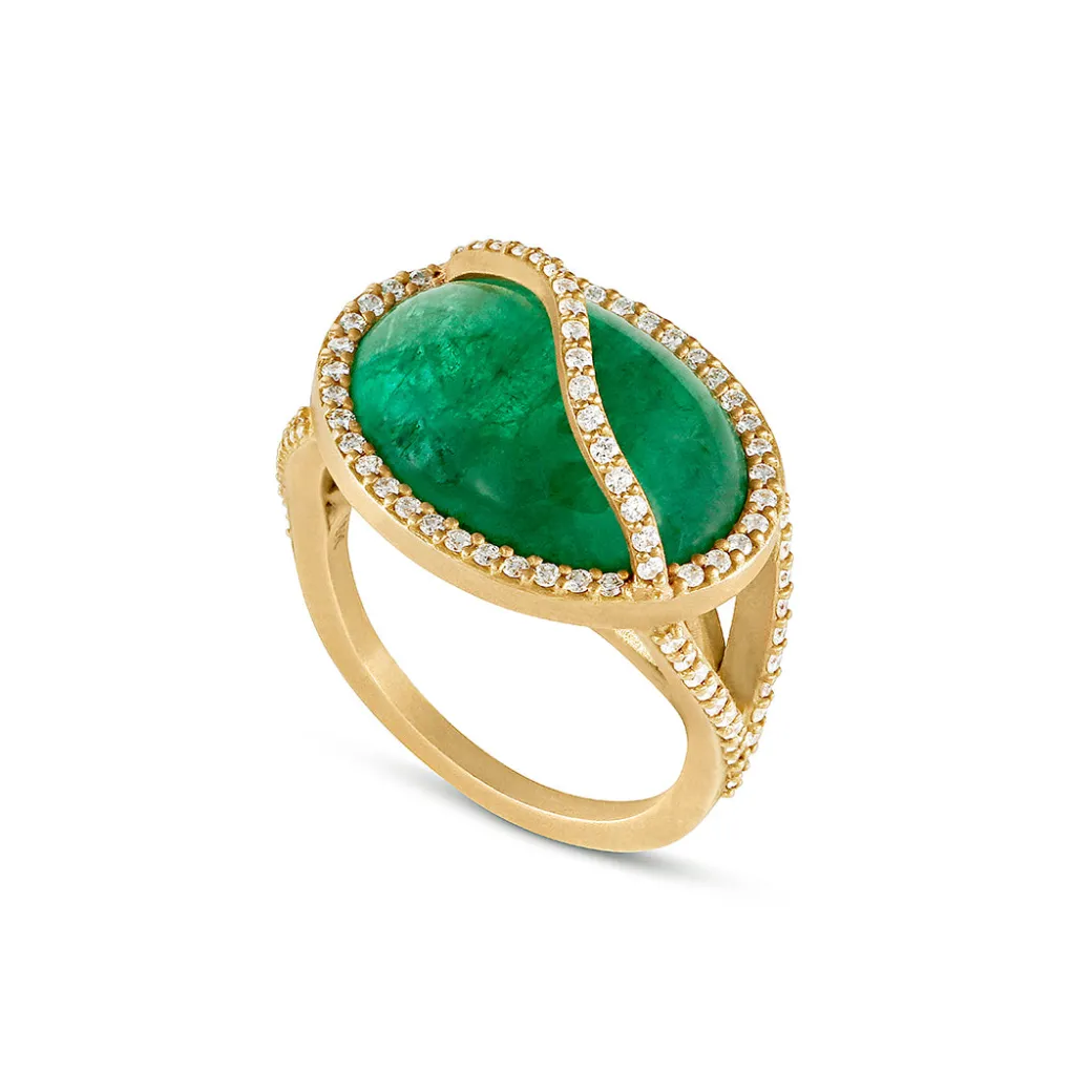 Sandy Leong Emerald Cage Ring with Diamond Pavé Clearance