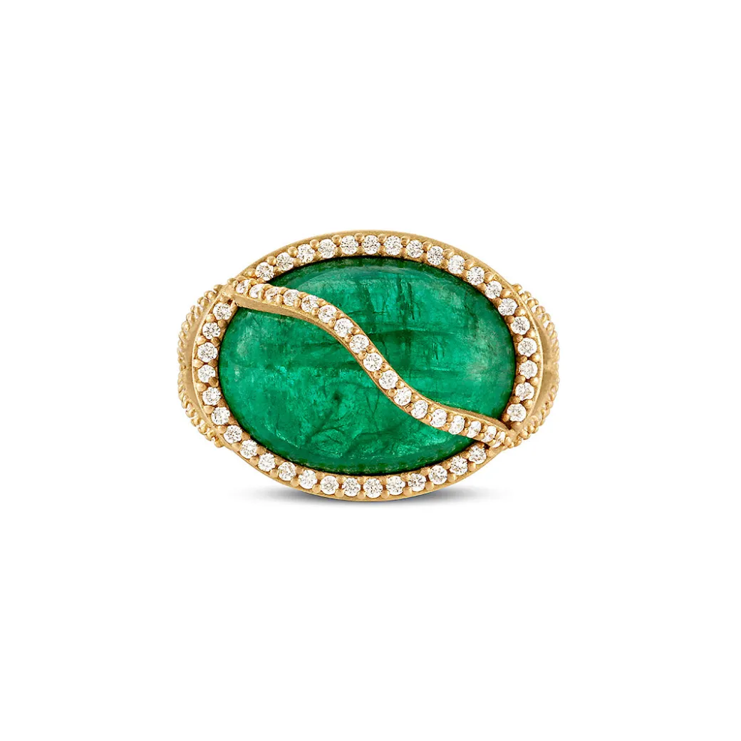 Sandy Leong Emerald Cage Ring with Diamond Pavé Clearance