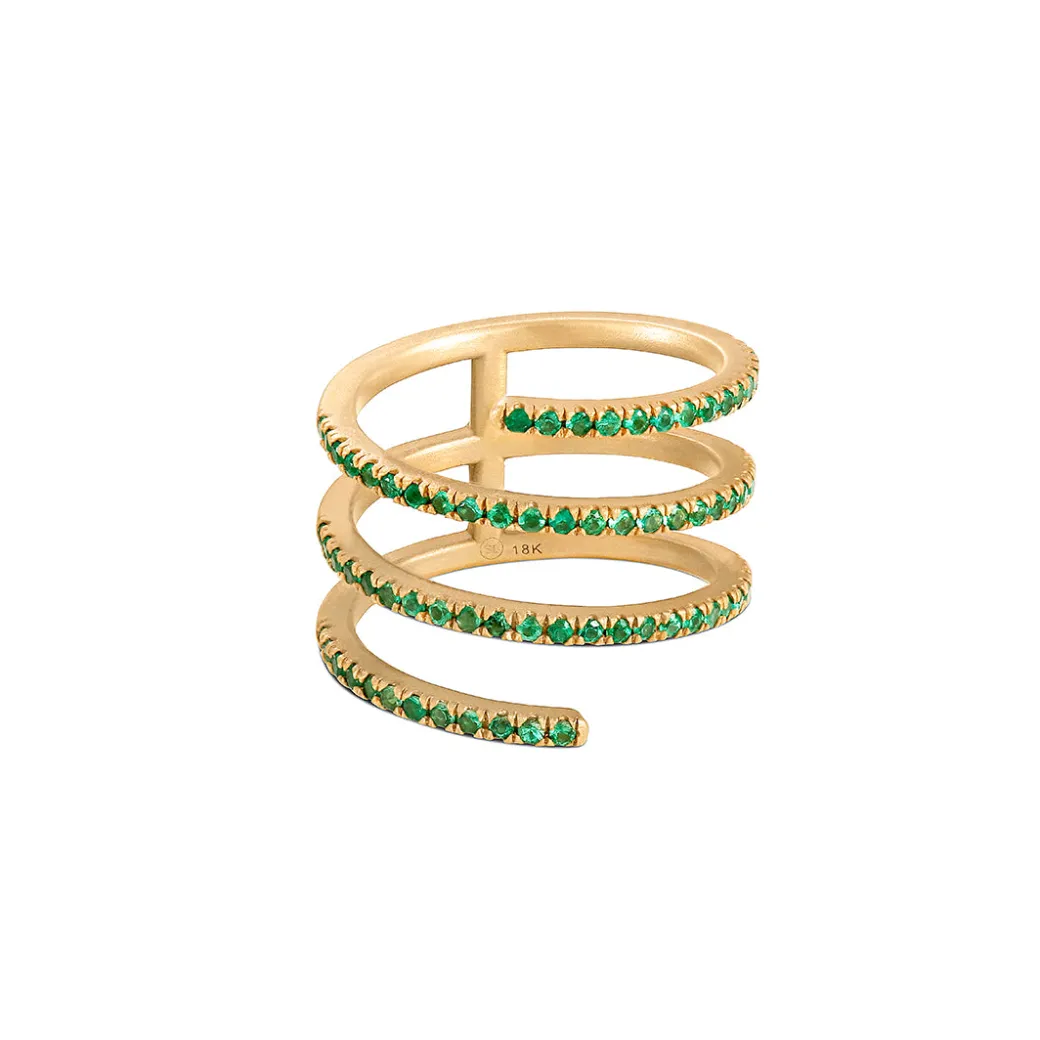 Sandy Leong Emerald Coil Ring New