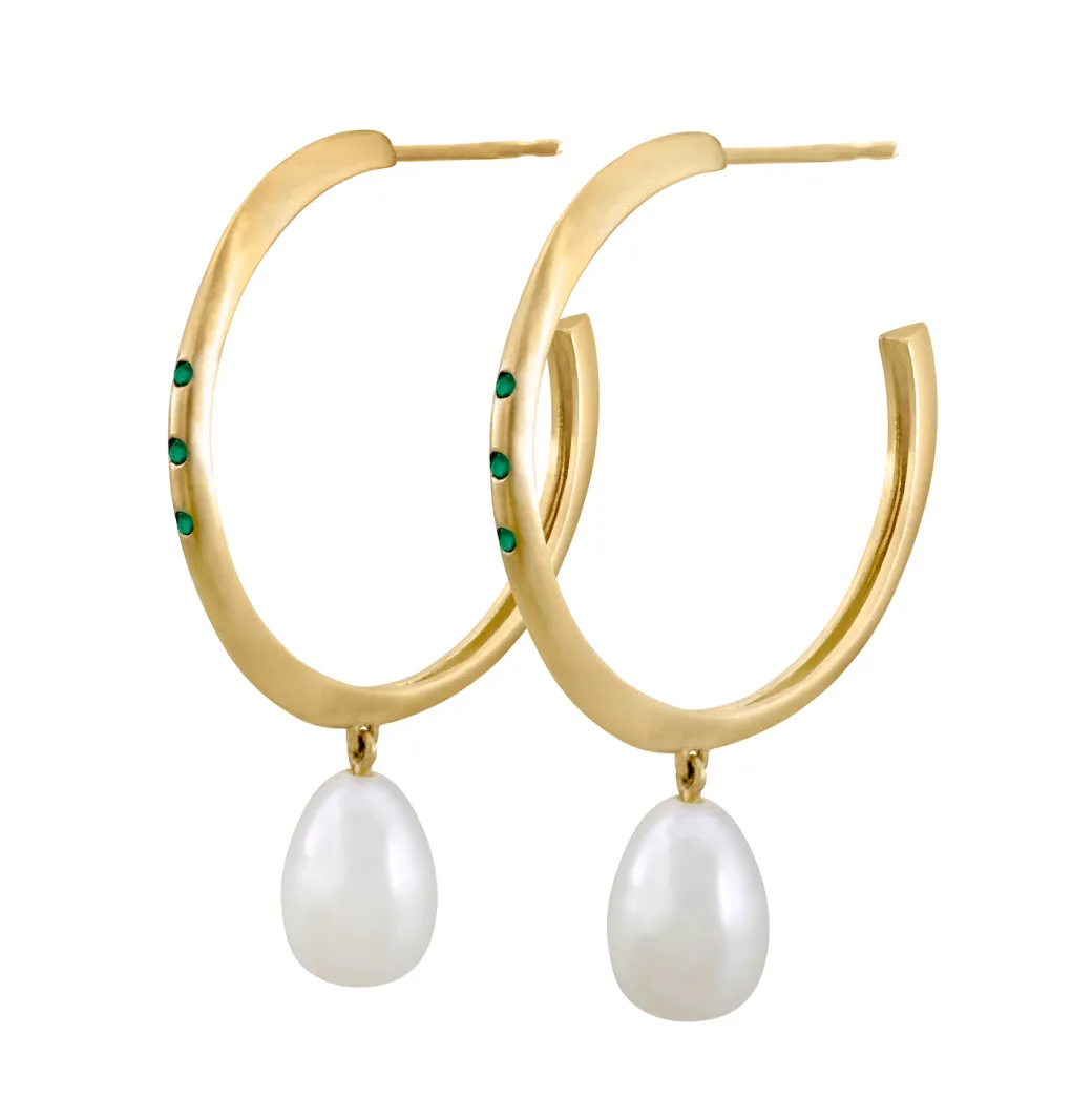 Sandy Leong Emerald Halo Hoops with Pearl Drops Discount