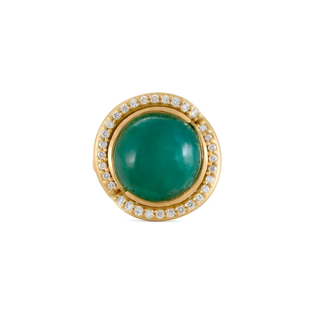 Sandy Leong Emerald Twist Cocktail Ring with Diamond Pave New