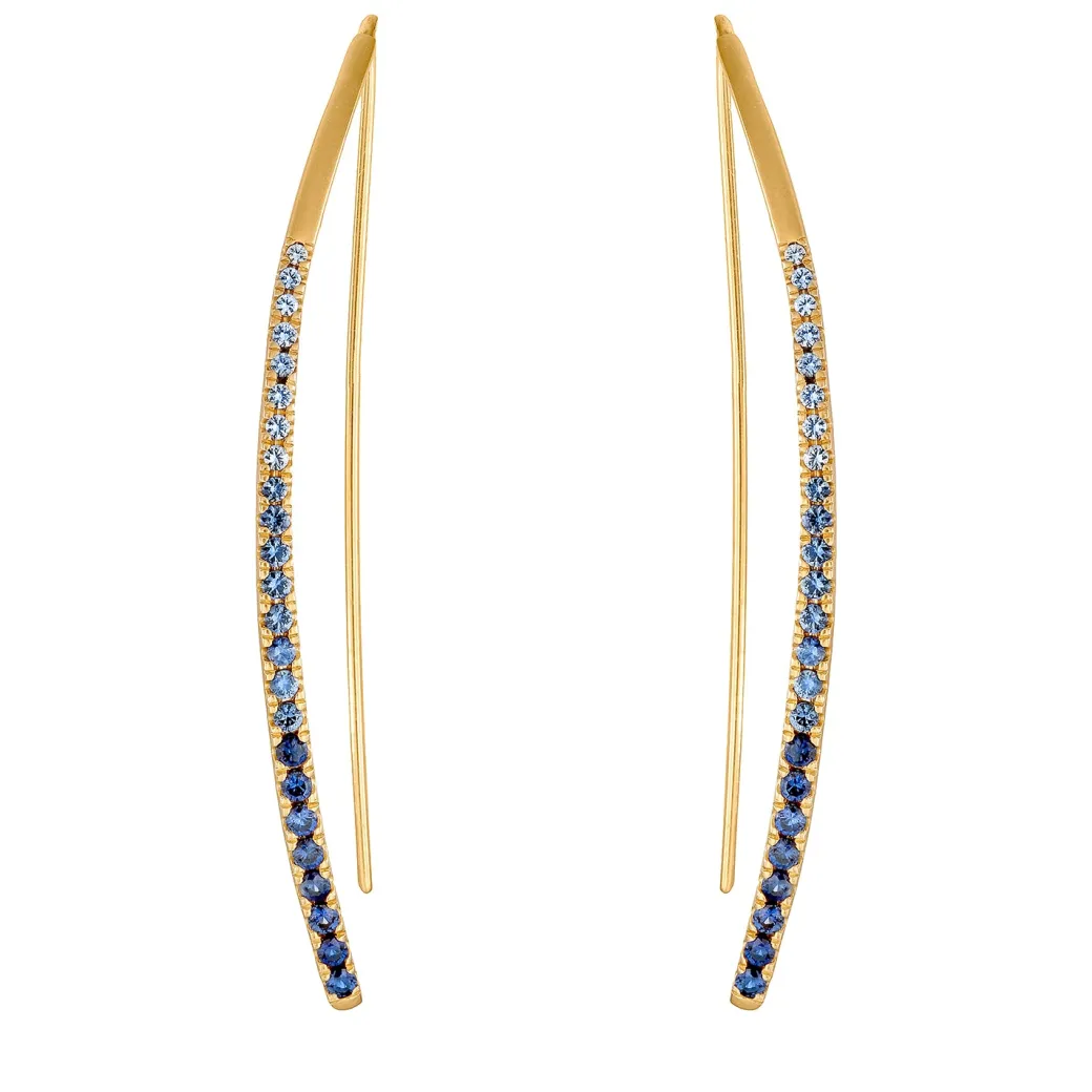 Sandy Leong Ombre Blue Sapphire Bowed Earrings Clearance