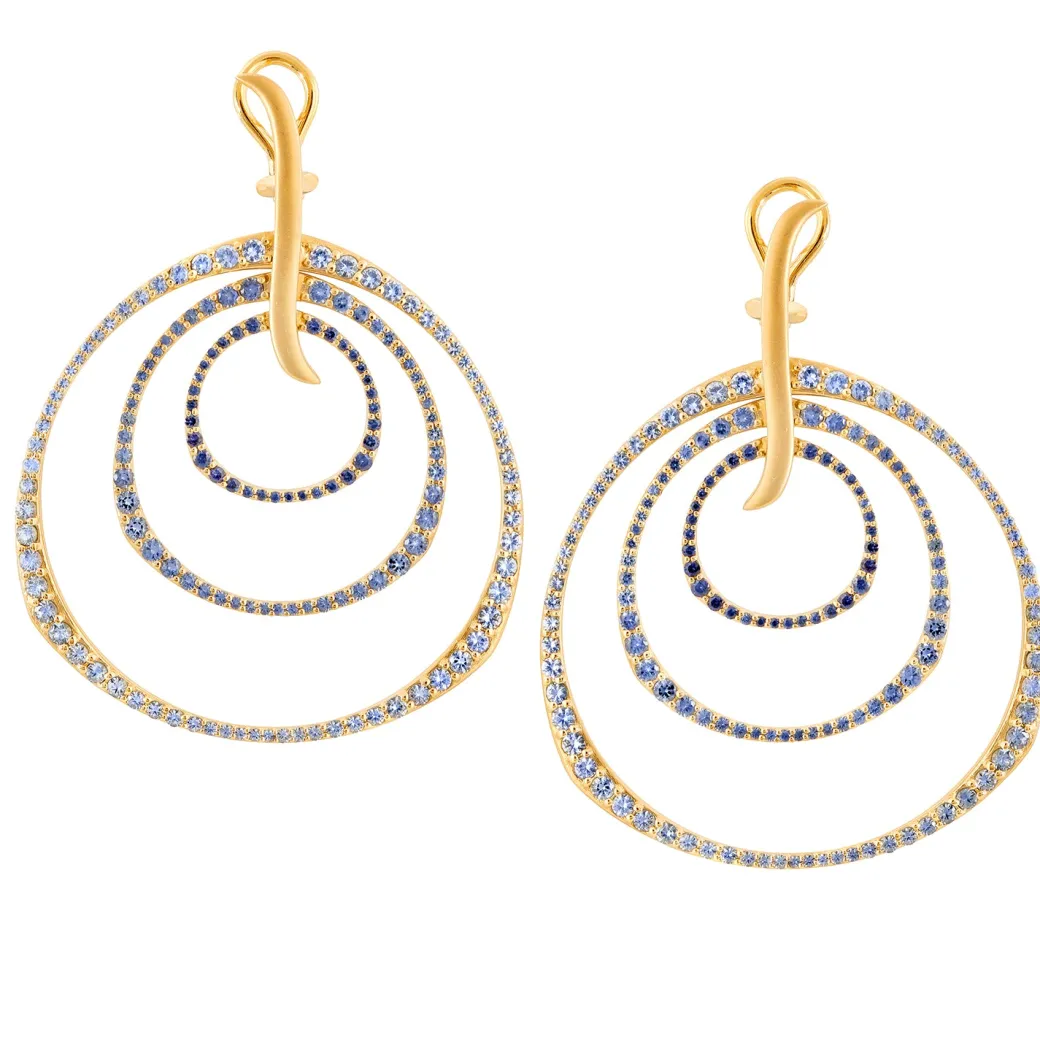 Sandy Leong Ombre Blue Sapphire Triple Hoop Earrings Sale