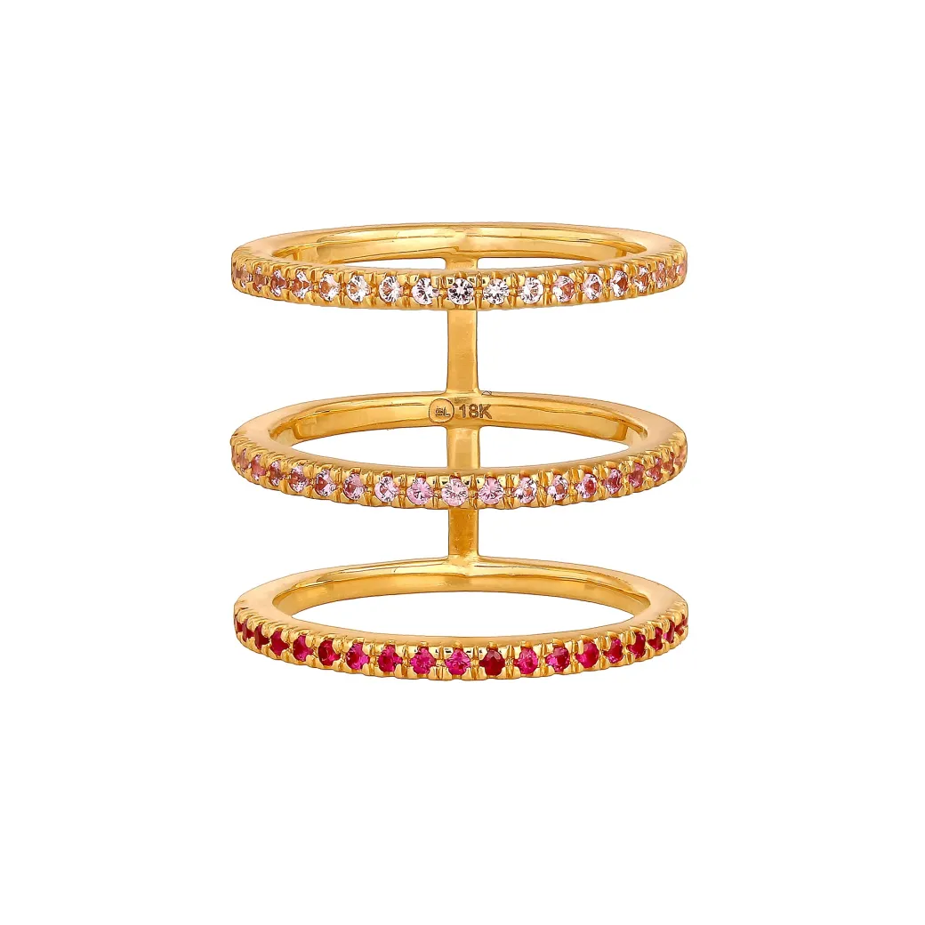 Sandy Leong Ombre Rose Triple Bar Ring Shop