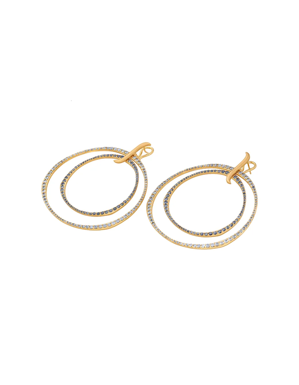 Sandy Leong Oversized Ombre Blue Sapphire Double Hoop Earrings Fashion