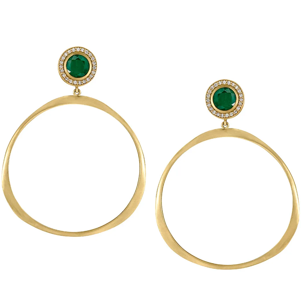 Sandy Leong Oversized Origin Hoops with Emerald and Diamond Studs Outlet
