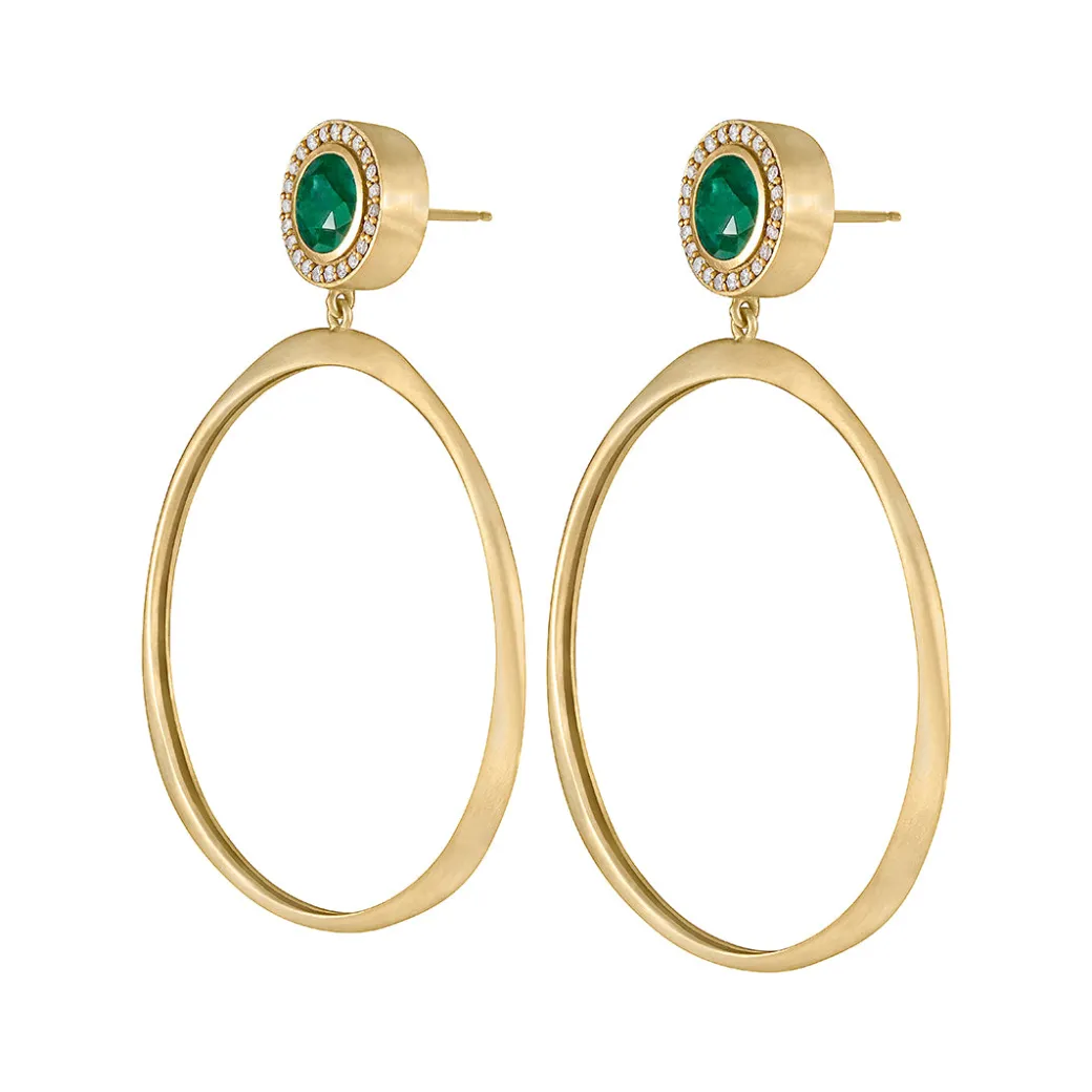 Sandy Leong Oversized Origin Hoops with Emerald and Diamond Studs Outlet