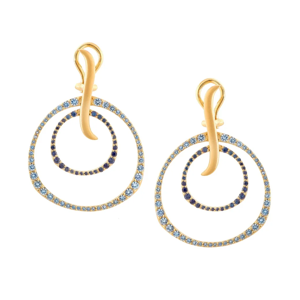 Sandy Leong Petite Ombre Blue Sapphire Double Hoop Earrings Cheap