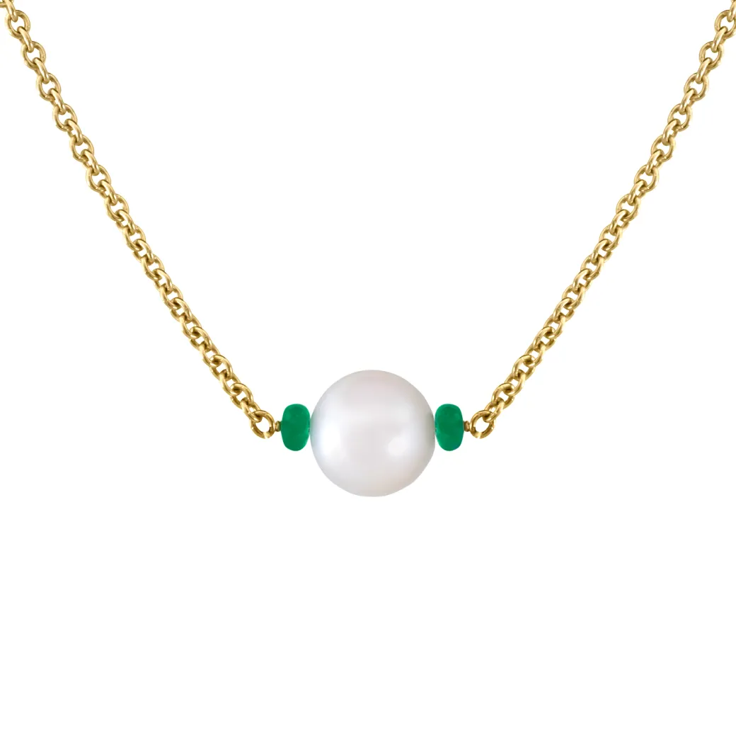 Sandy Leong Petite Pearl Pendant with Emerald Beads Online