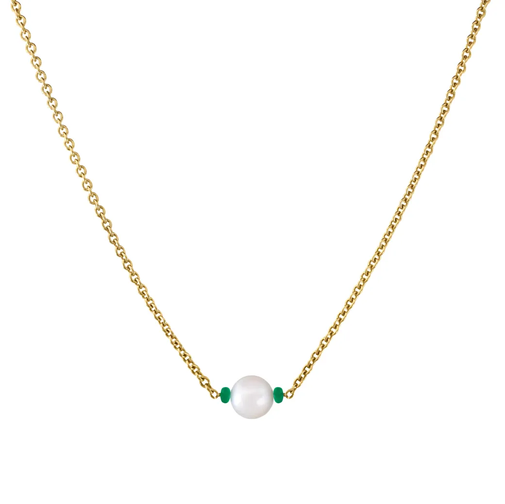 Sandy Leong Petite Pearl Pendant with Emerald Beads Online