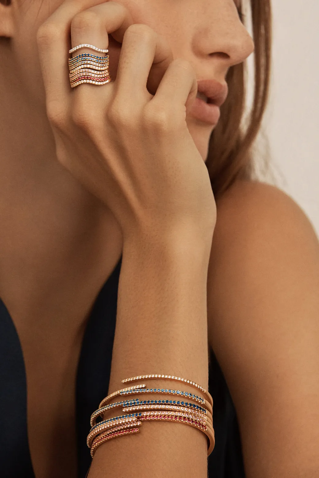 Sandy Leong Rose Hinge Bangles - Pale Pink Sapphire, Dusty Rose Sapphire, Ruby Hot