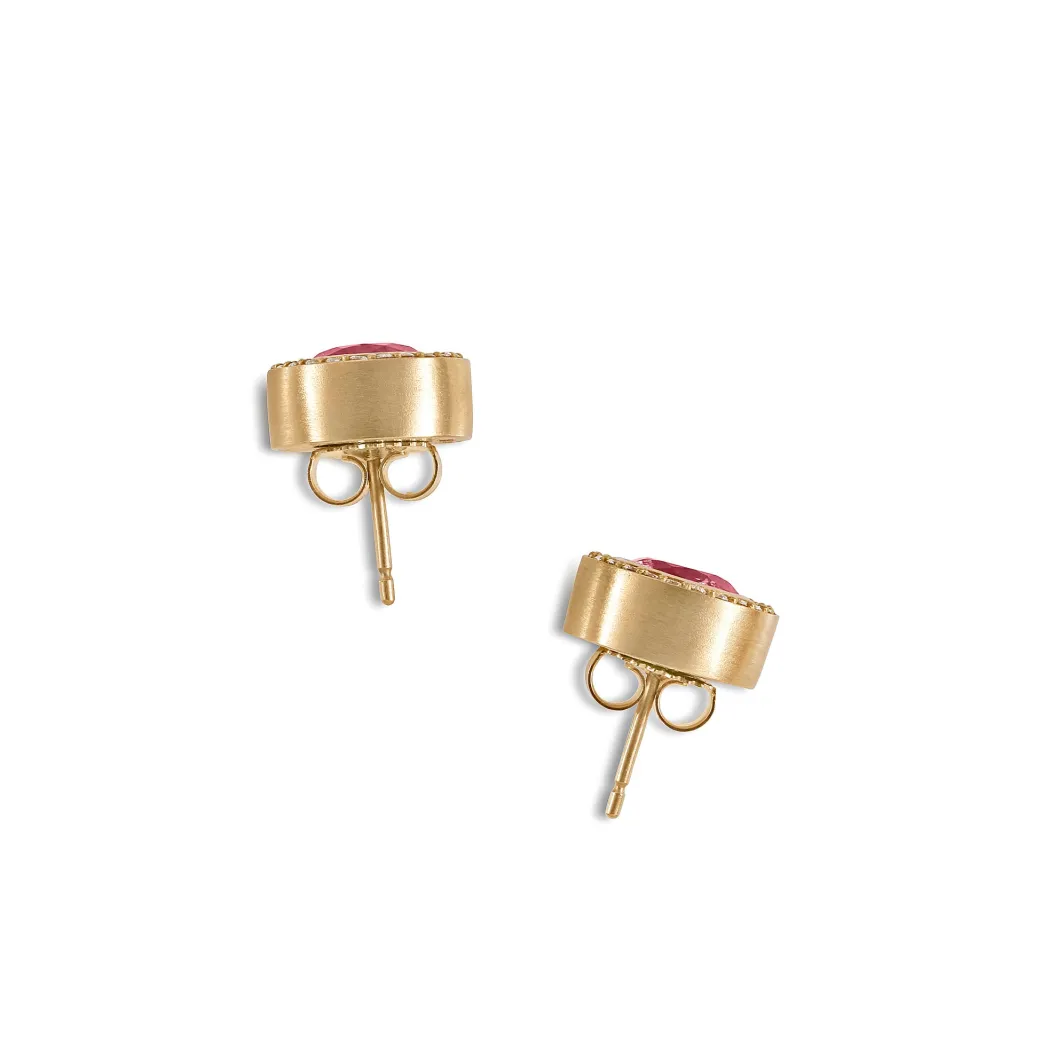 Sandy Leong Ruby and Diamond Pave Stud Earrings Store