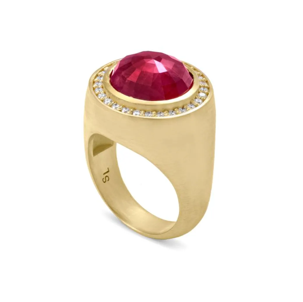 Sandy Leong Ruby and Diamond Signet Ring Fashion