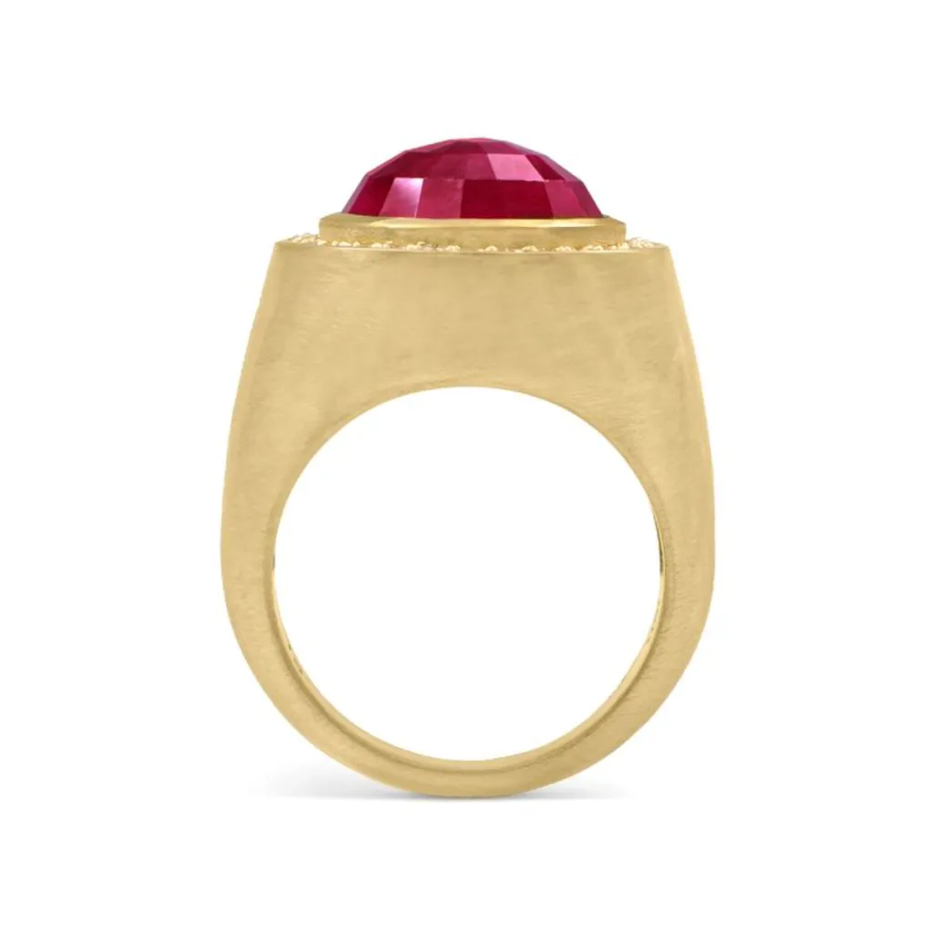 Sandy Leong Ruby and Diamond Signet Ring Fashion