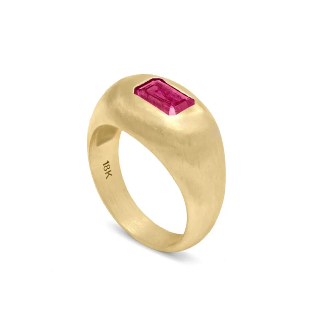 Sandy Leong Ruby Baguette Signet Ring Cheap