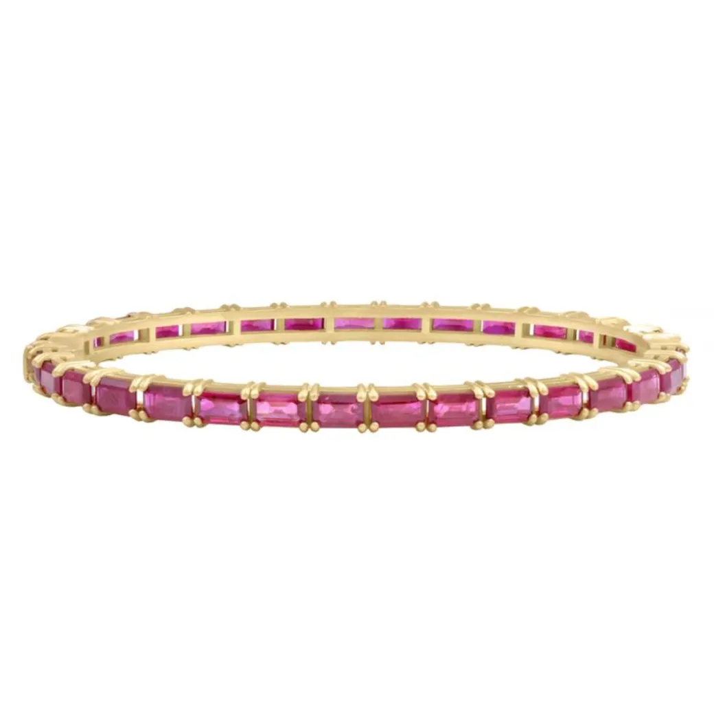 Sandy Leong Ruby Baguette Tennis Bracelet New