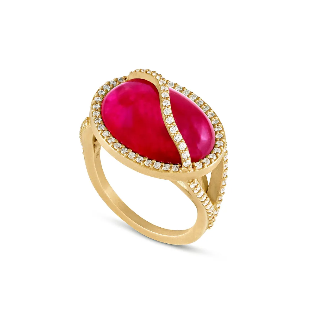 Sandy Leong Ruby Cage Ring with Diamond Pave Best Sale