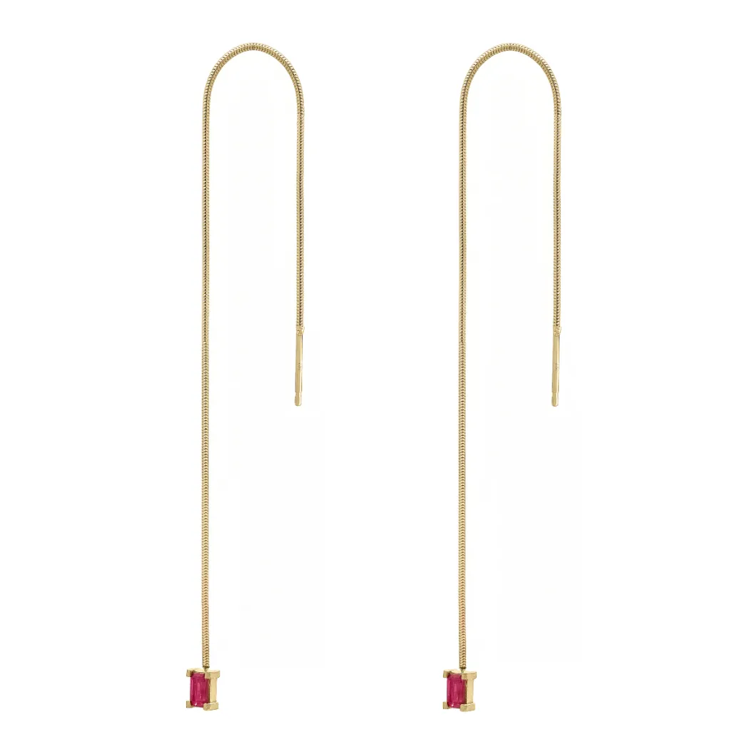 Sandy Leong Ruby Chain Earrings New