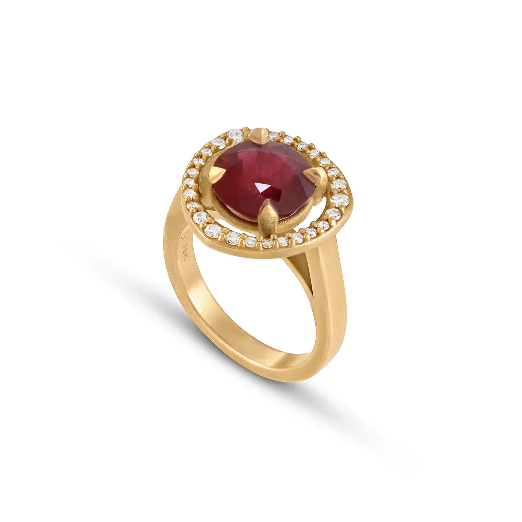 Sandy Leong Ruby Halo Ring Discount