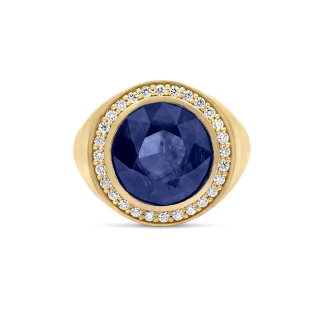 Sandy Leong Sapphire and Diamond Signet Ring Cheap