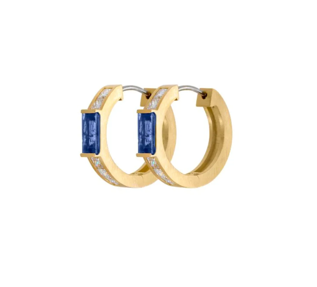 Sandy Leong Sapphire Baguette Huggies and Diamonds Best Sale