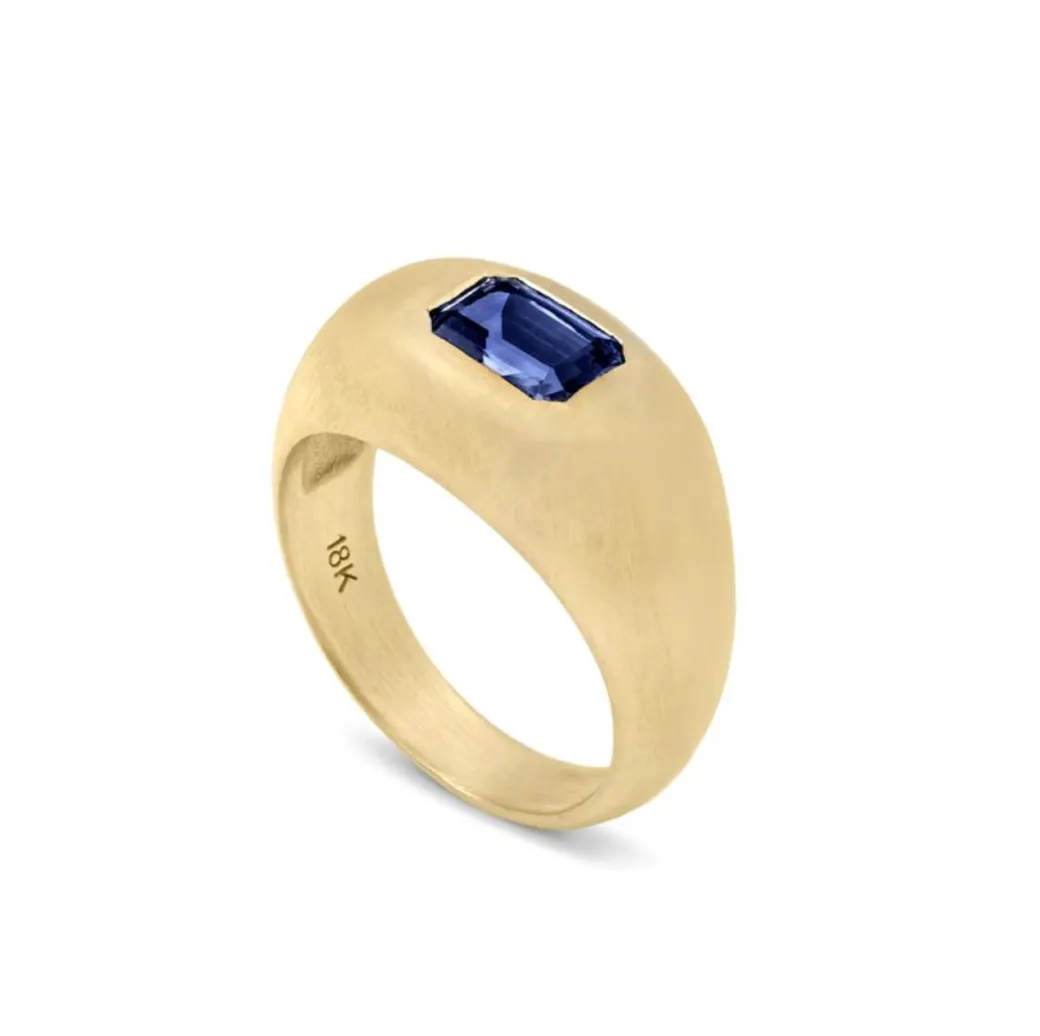 Sandy Leong Sapphire Baguette Signet Ring Fashion