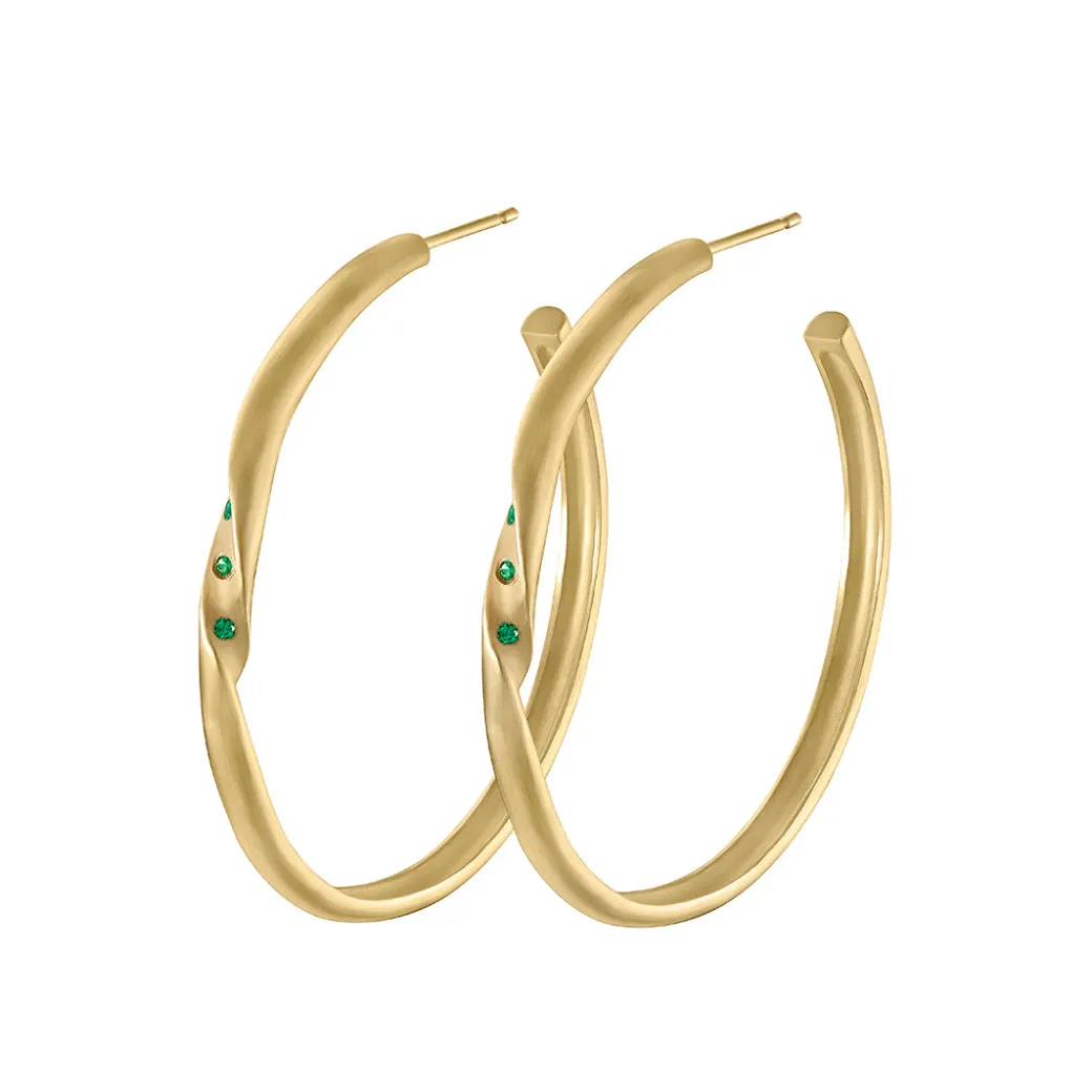 Sandy Leong Twisted Hoop Earrings with Emeralds Online